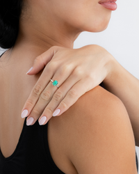 Sterling Silver Mini Green Opal Elongated Cushion Ring