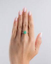 Sterling Silver Mini Green Opal Elongated Cushion Ring