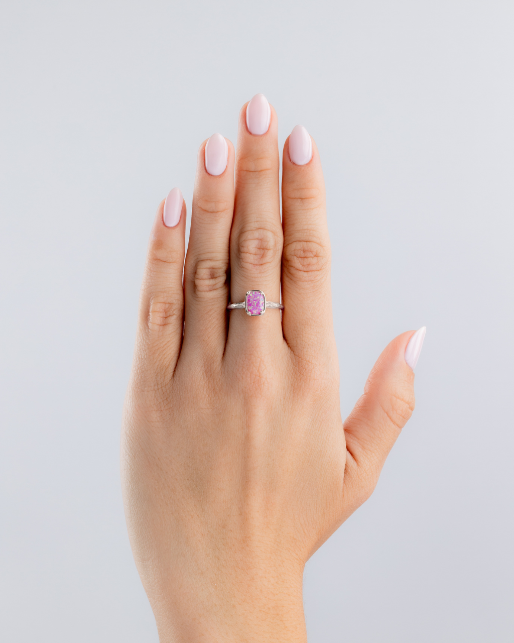 Sterling Silver Mini Plum Opal Elongated Cushion Ring