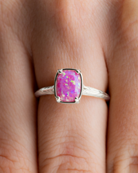 Sterling Silver Mini Plum Opal Elongated Cushion Ring