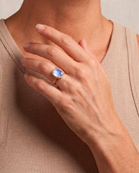 Sterling Silver Elongated Cushion Moonstone Cocktail Ring - Sterling Forever