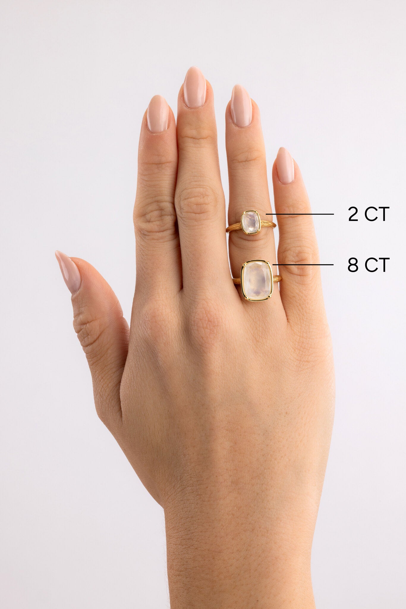 Sterling Silver Moonstone Elongated Cushion Ring - Original & Mini Bundle