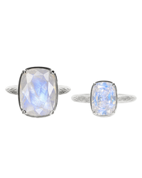 Sterling Silver Moonstone Elongated Cushion Ring - Original & Mini Bundle