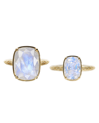 Sterling Silver Moonstone Elongated Cushion Ring - Original & Mini Bundle