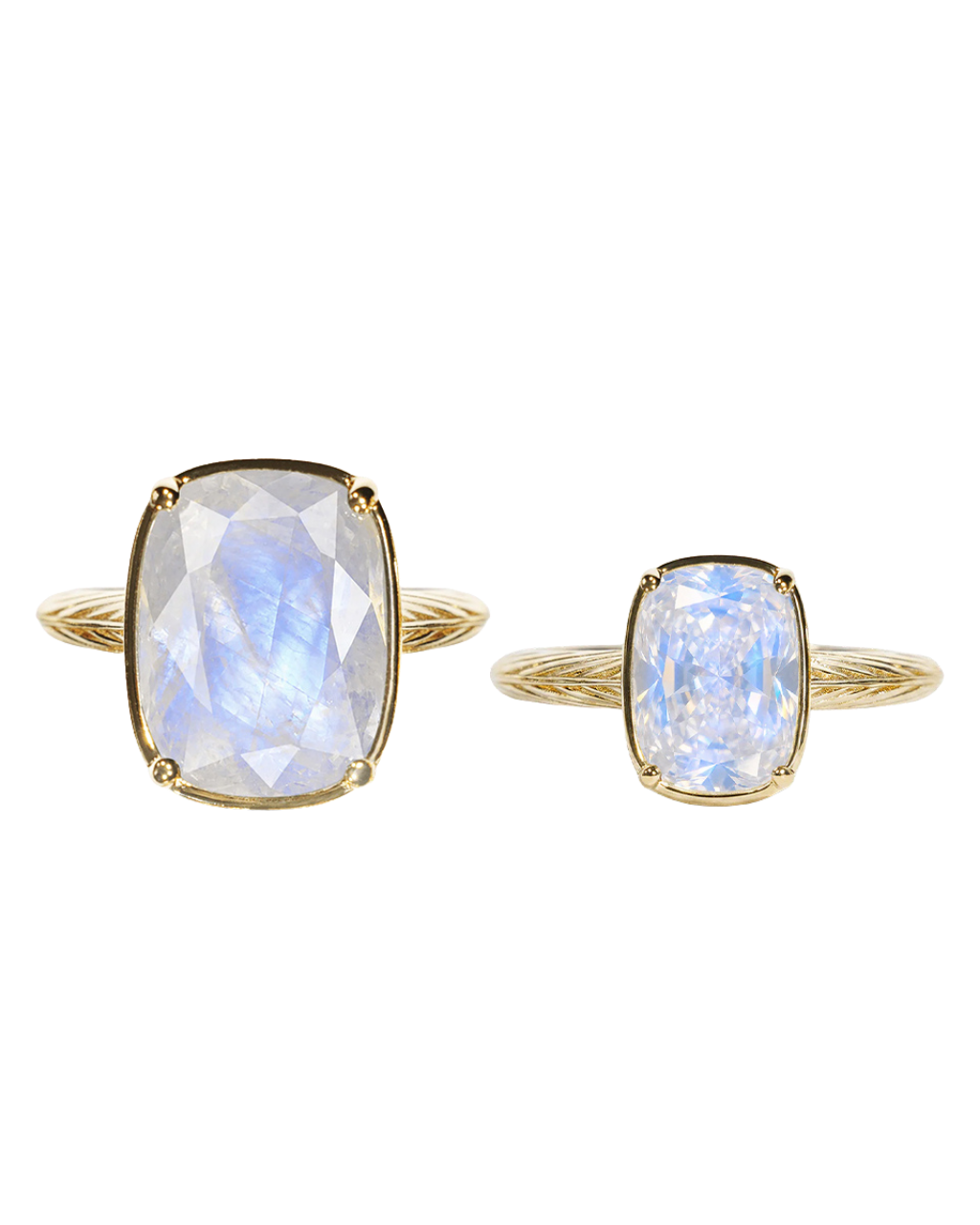 Sterling Silver Moonstone Elongated Cushion Ring - Original & Mini Bundle