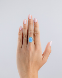 Sterling Silver Ocean Blue Opal Elongated Cushion Ring