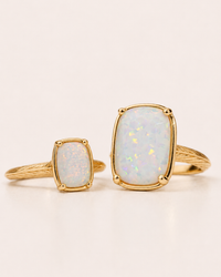 Sterling Silver Opal Elongated Cushion Ring - Original & Mini Bundle