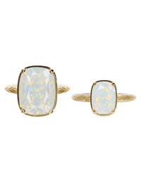 Sterling Silver Opal Elongated Cushion Ring - Original & Mini Bundle