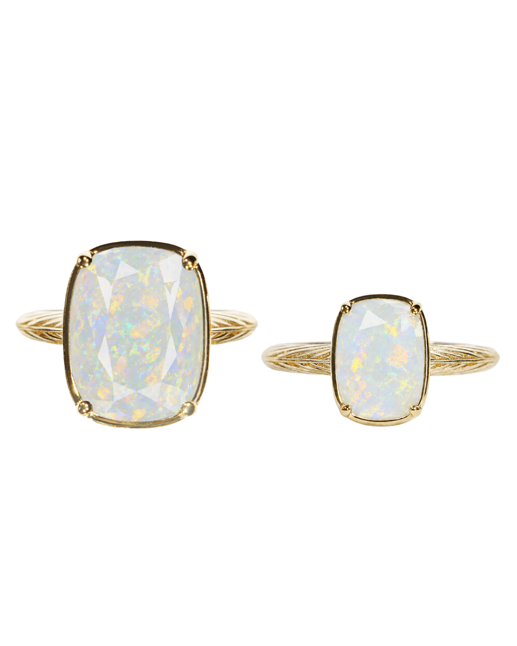 Sterling Silver Opal Elongated Cushion Ring - Original & Mini Bundle