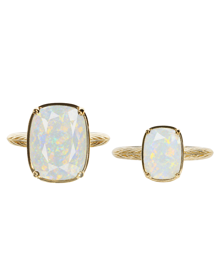 Sterling Silver Opal Elongated Cushion Ring - Original & Mini Bundle