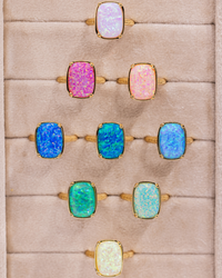 Sterling Silver Champagne Fire Opal Elongated Cushion Ring