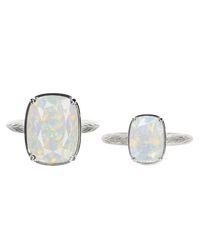 Sterling Silver Opal Elongated Cushion Ring - Original & Mini Bundle