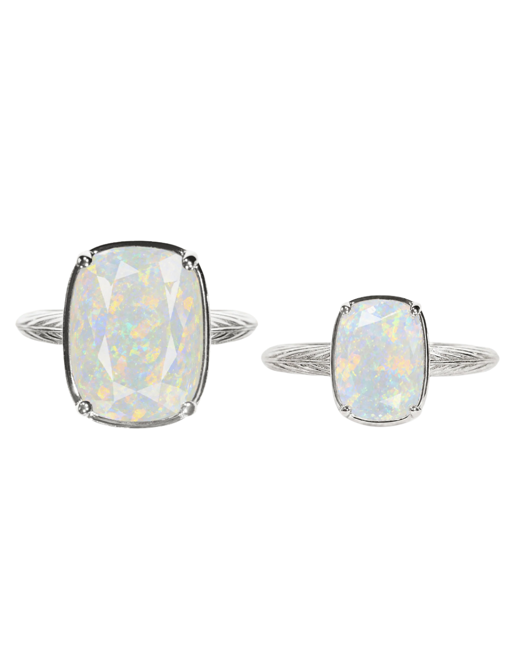 Sterling Silver Opal Elongated Cushion Ring - Original & Mini Bundle