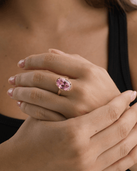 Sterling Silver Oval Cut Pink Sapphire CZ Cocktail Ring - Sterling Forever