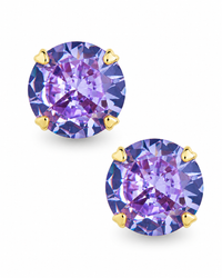 Sterling Silver 7mm Periwinkle CZ Stud Earrings