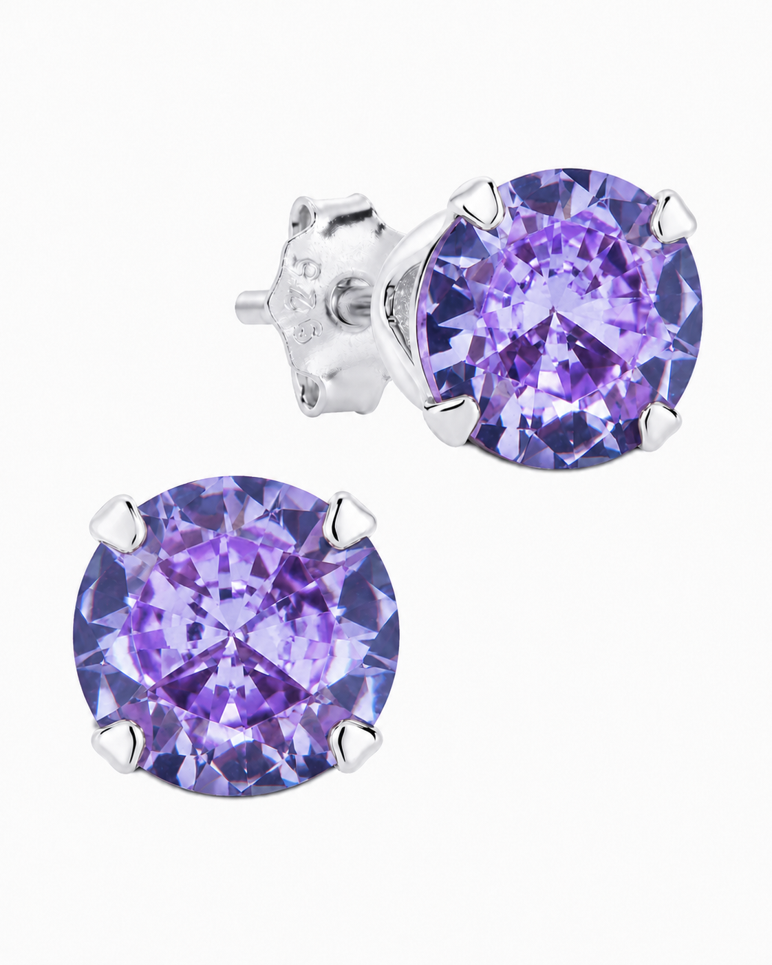 Sterling Silver 7mm Periwinkle CZ Stud Earrings