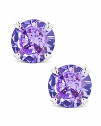 Sterling Silver 7mm Periwinkle CZ Stud Earrings