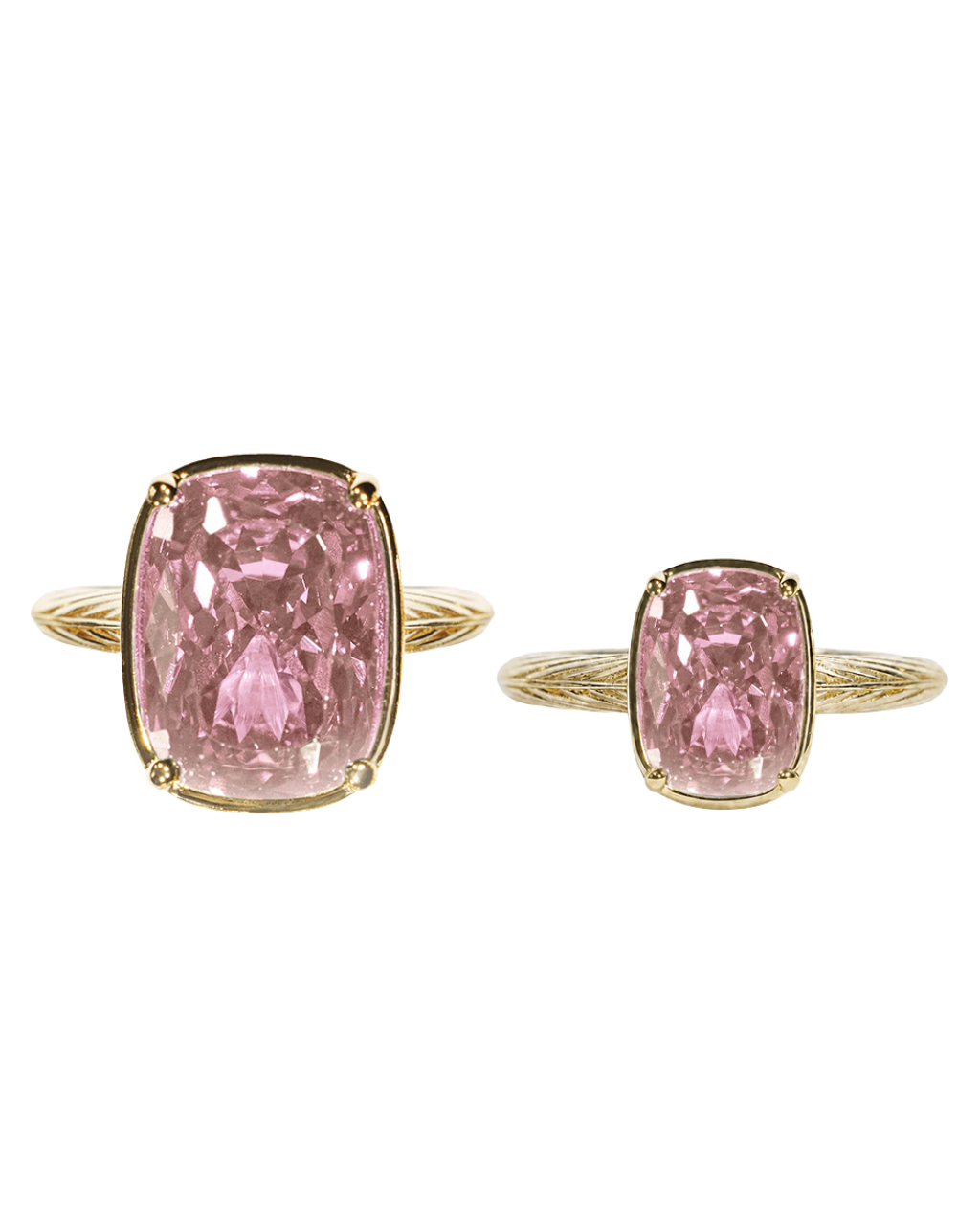 Sterling Silver Pink Sapphire Elongated Cushion Ring - Original & Mini Bundle