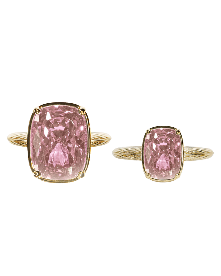 Sterling Silver Pink Sapphire Elongated Cushion Ring - Original & Mini Bundle