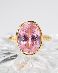 Sterling Silver Oval Cut Pink Sapphire CZ Cocktail Ring - Sterling Forever