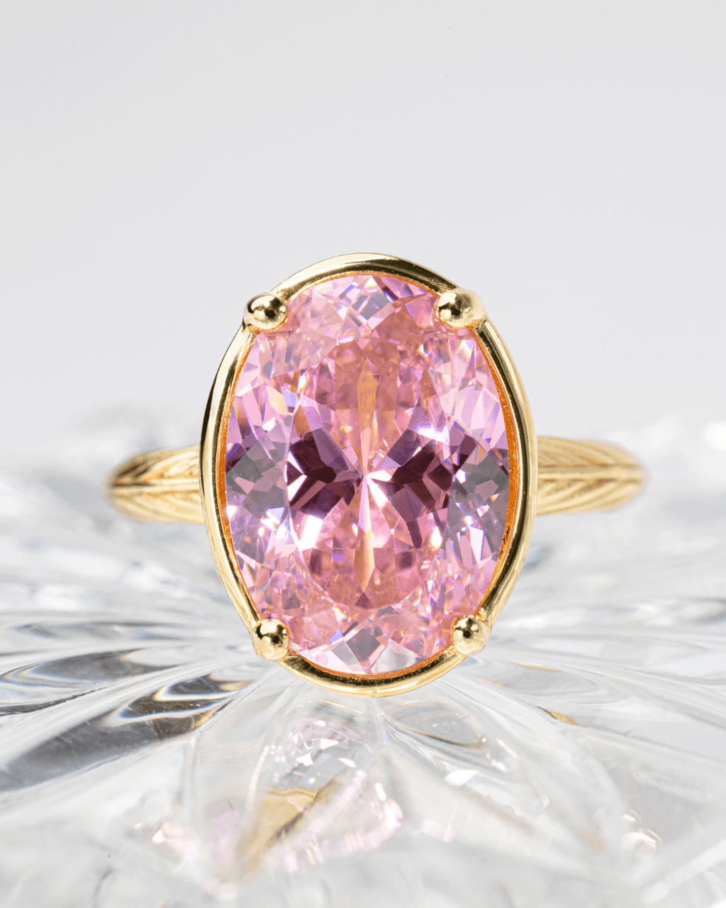 Sterling Silver Oval Cut Pink Sapphire CZ Cocktail Ring - Sterling Forever