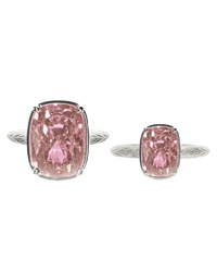 Sterling Silver Pink Sapphire Elongated Cushion Ring - Original & Mini Bundle