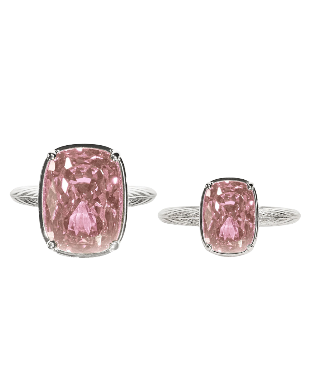 Sterling Silver Pink Sapphire Elongated Cushion Ring - Original & Mini Bundle