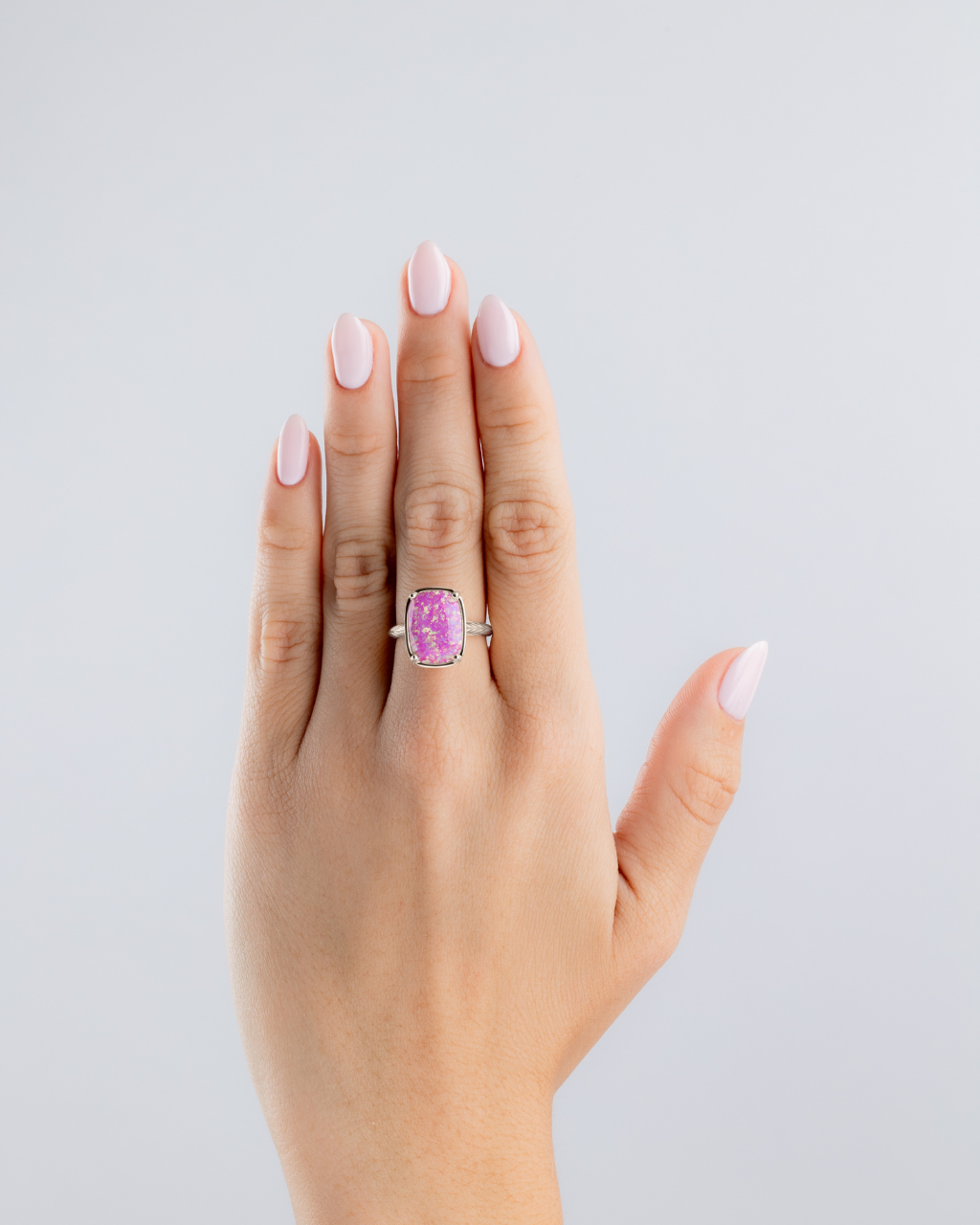 Sterling Silver Plum Opal Elongated Cushion Ring