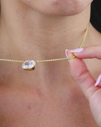 Sterling Silver Elongated Cushion Wheat Chain Necklace