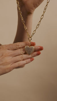 Disco Heart CZ Statement Necklace