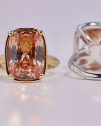 Sterling Silver Elongated Cushion Champagne CZ Cocktail Ring