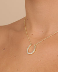 CZ Horseshoe Pendant Necklace