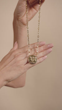 Bold CZ Zodiac Link Pendant Necklace
