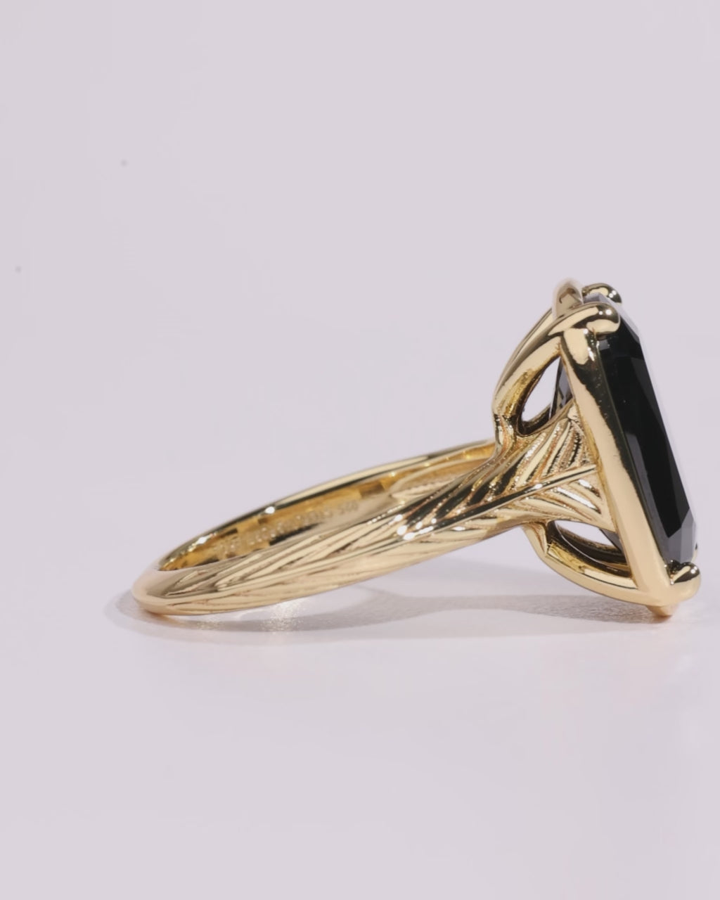 Sterling Silver Elongated Cushion Black CZ Cocktail Ring