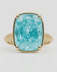 Sterling Silver Elongated Cushion Aquamarine CZ Cocktail Ring