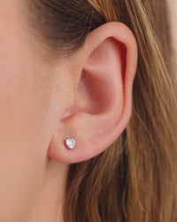 Sterling Silver Bezel Set CZ Heart Studs