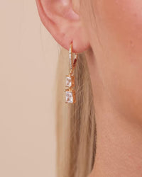 Sterling Silver Eulalia Emerald Cut CZ French Clip Earrings