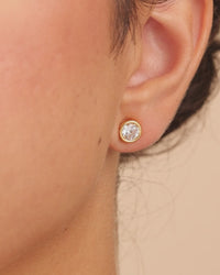Sterling Silver Helene Round Cut Bezel Set Stud Earrings