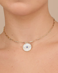 CZ & Mother of Pearl Evil Eye Pendant Necklace