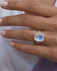 Sterling Silver Elongated Cushion Moonstone Cocktail Ring