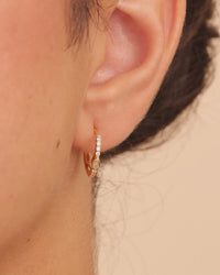 Sterling Silver Pear Cut Bezel Set Huggie Hoop Earrings