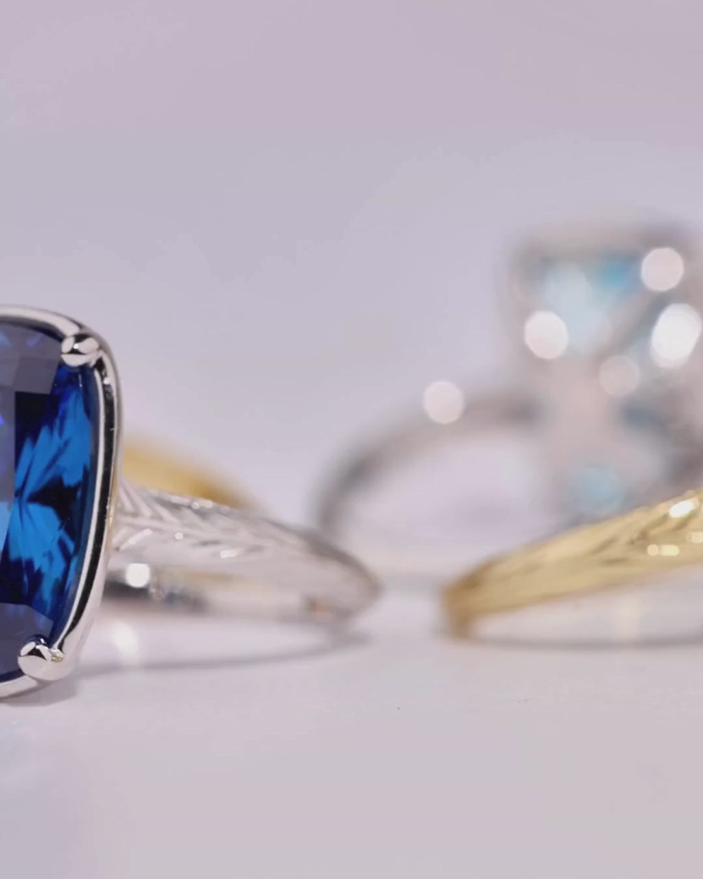 Sterling Silver Elongated Cushion Aquamarine CZ Cocktail Ring