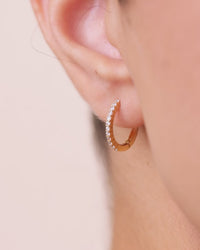Sterling Silver Pave CZ Micro Hoops
