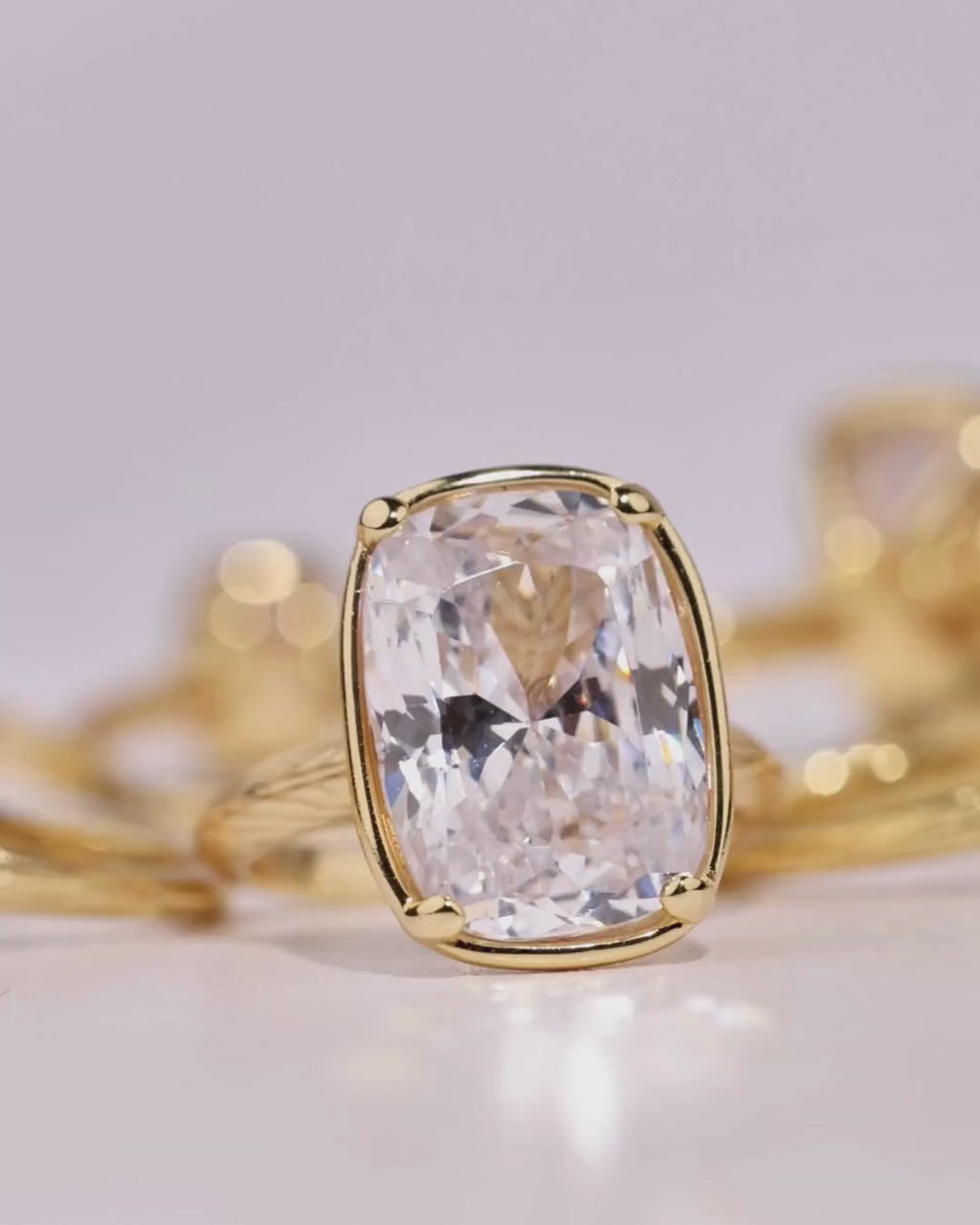 Sterling Silver Mini Iridescent Elongated Cushion Ring