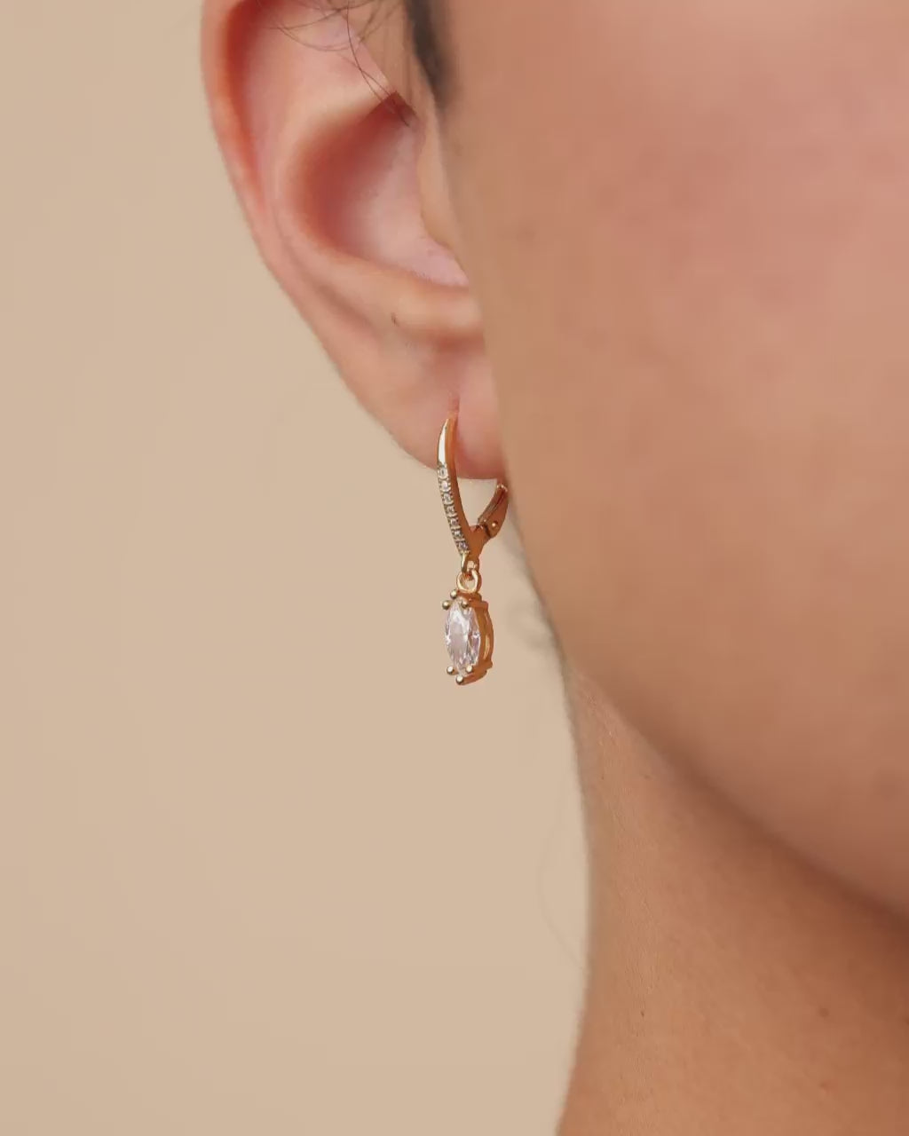 Sterling Silver Allegra Marquise Cut CZ French Clip Earrings