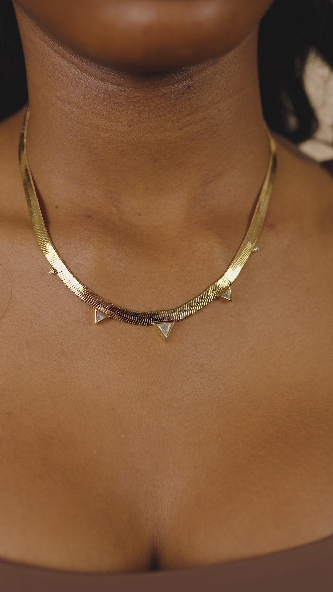 Brecken Stationed CZ Herringbone Necklace