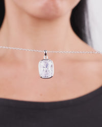 Sterling Silver Elongated Cushion Necklace