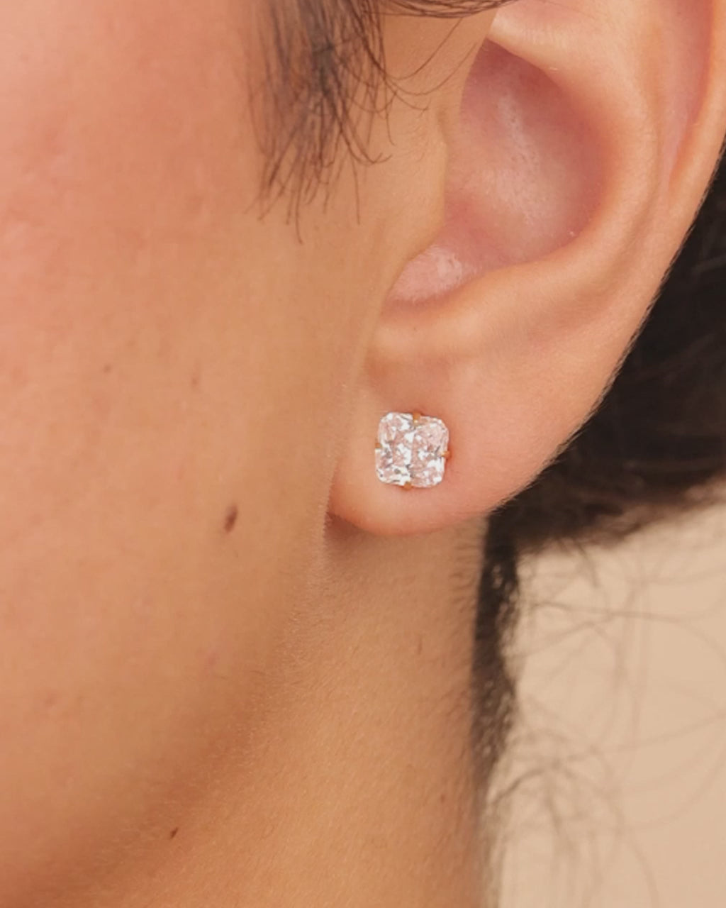Sterling Silver Cushion Cut Prong Set Stud Earrings