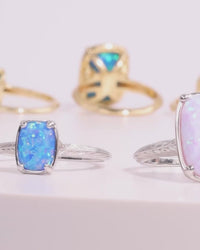 Sterling Silver Frosted Opal Elongated Cushion Ring