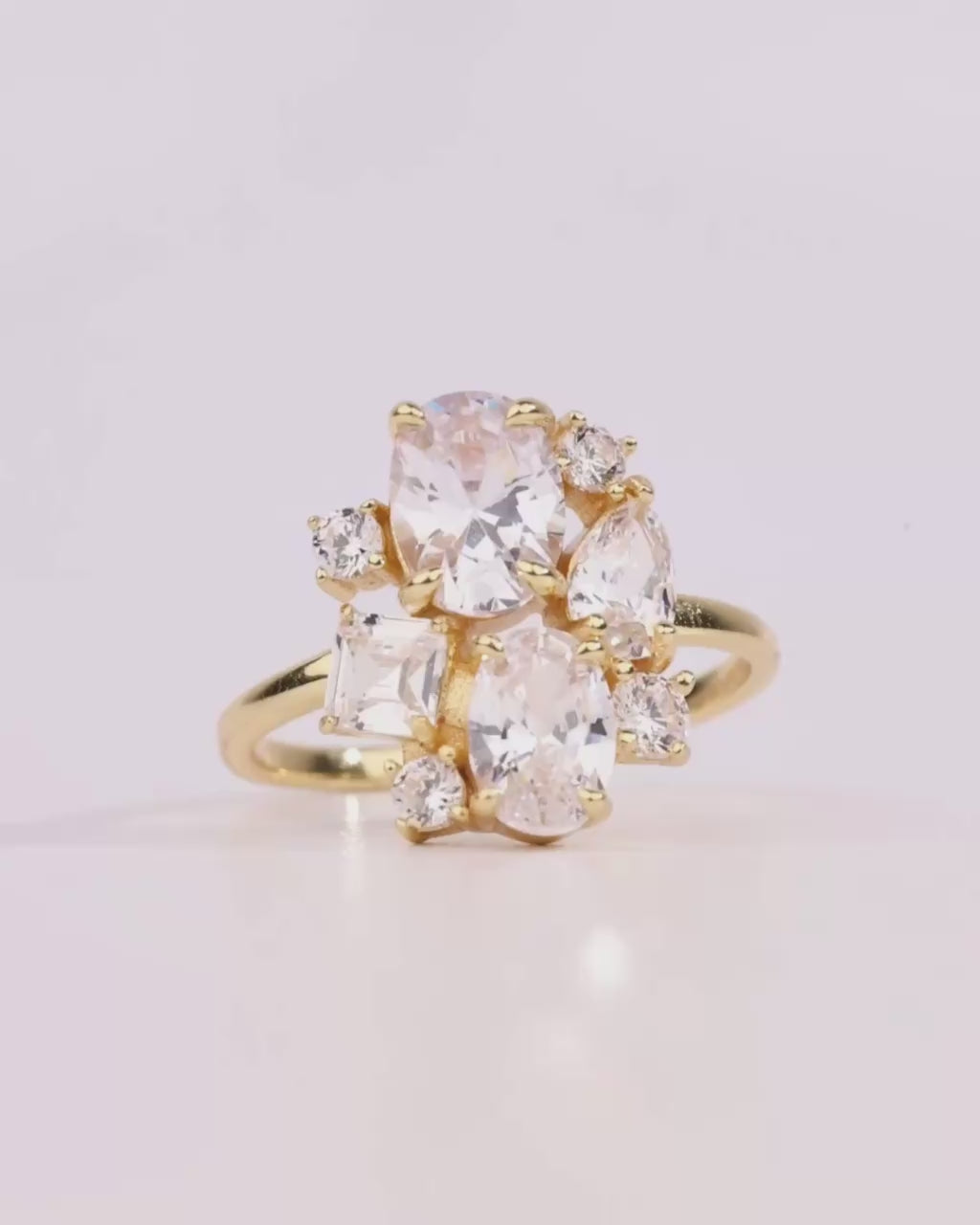 Sterling Silver Oval Cluster Statement Ring